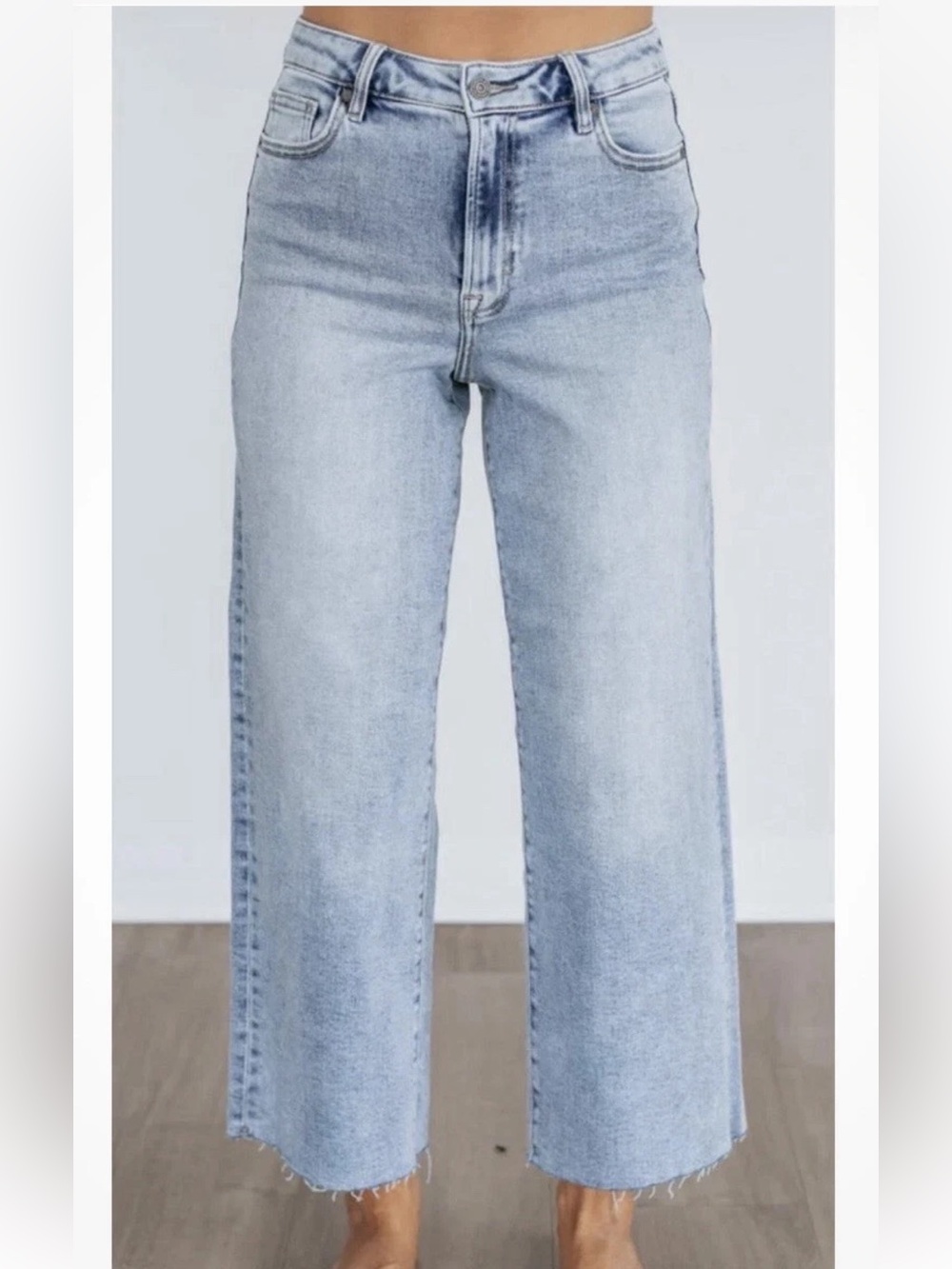 Nori Hidden Los Angeles Wide-Leg Crop Frayed hem Jeans Size 30 - Picture 5 of 6